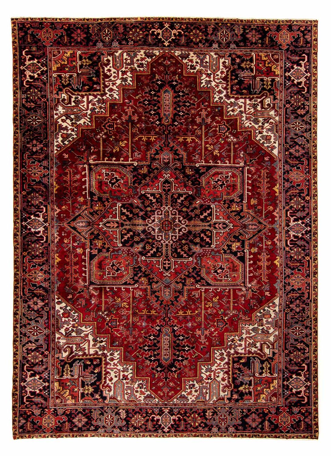 Persisk tæppe - Nomadisk - 380 x 310 cm - mørkerød