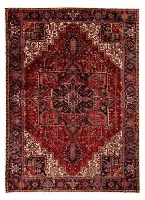 Persisk tæppe - Nomadisk - 380 x 310 cm - mørkerød