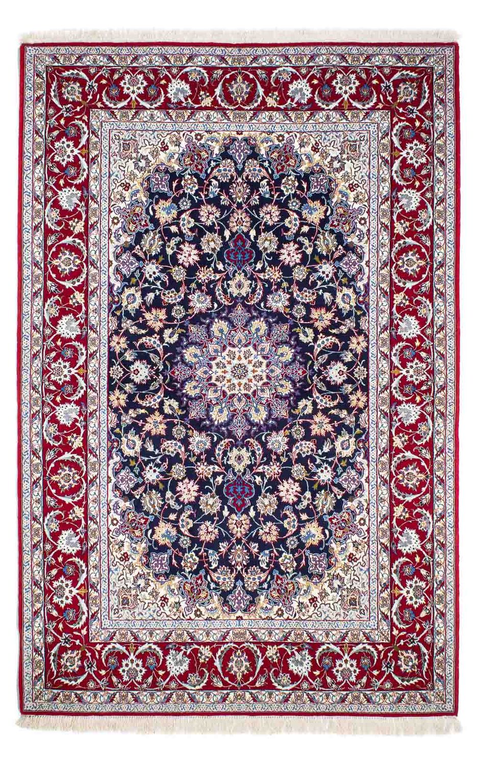 Persisk tæppe - Isfahan - Premium - 243 x 159 cm - mørkerød