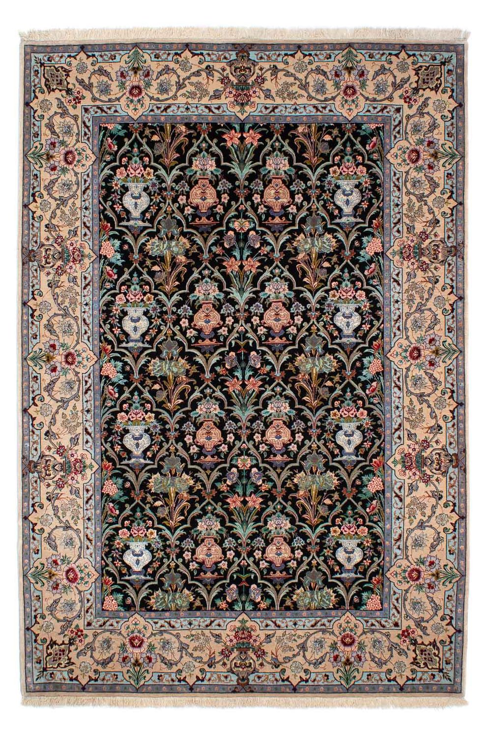 Persisk tæppe - Isfahan - Premium - 233 x 156 cm - mørkeblå