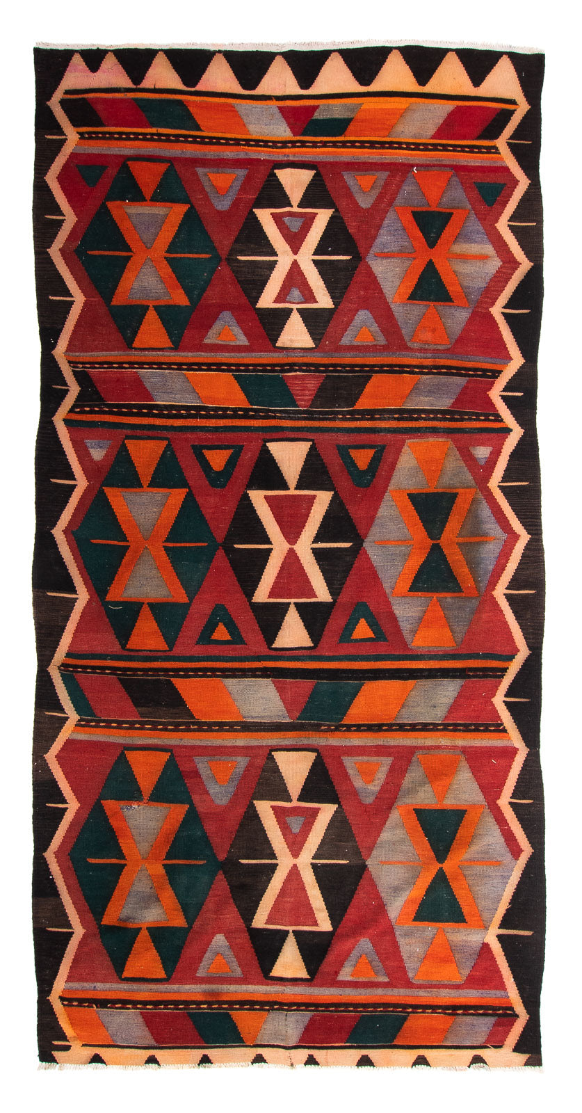Løber Kelim-tæppe - gammelt - 325 x 155 cm - flerfarvet