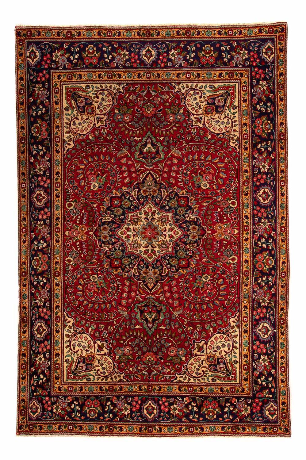 Persisk tæppe - Tabriz - 314 x 203 cm - mørkerød