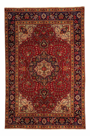 Persisk tæppe - Tabriz - 314 x 203 cm - mørkerød