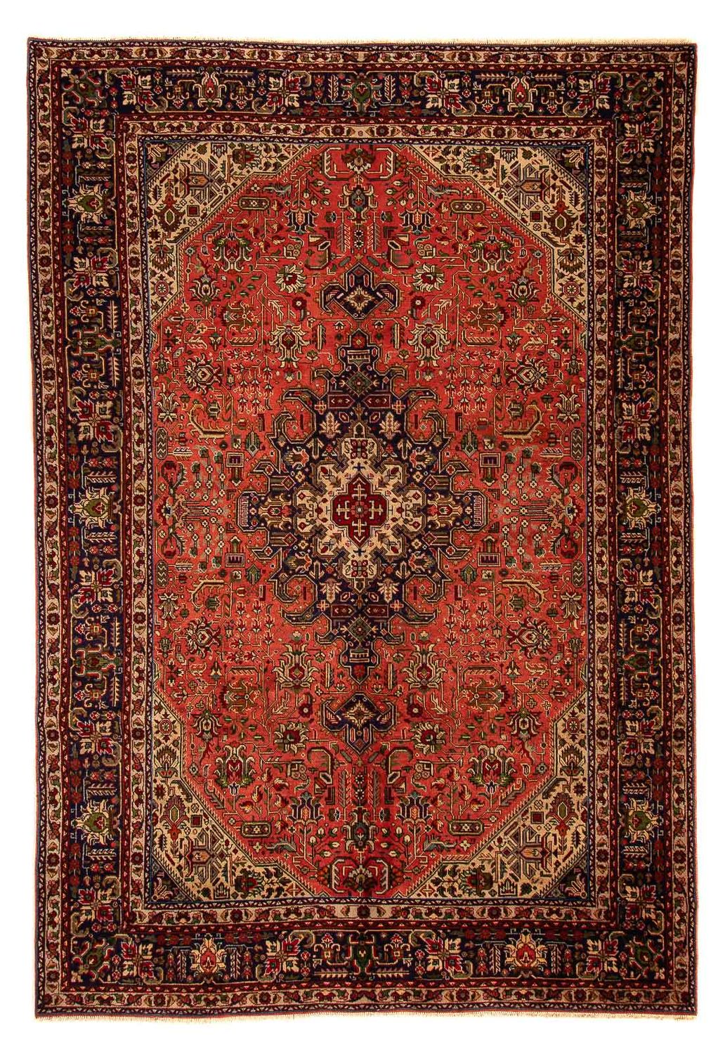 Persisk tæppe - Tabriz - 295 x 195 cm - lysrød