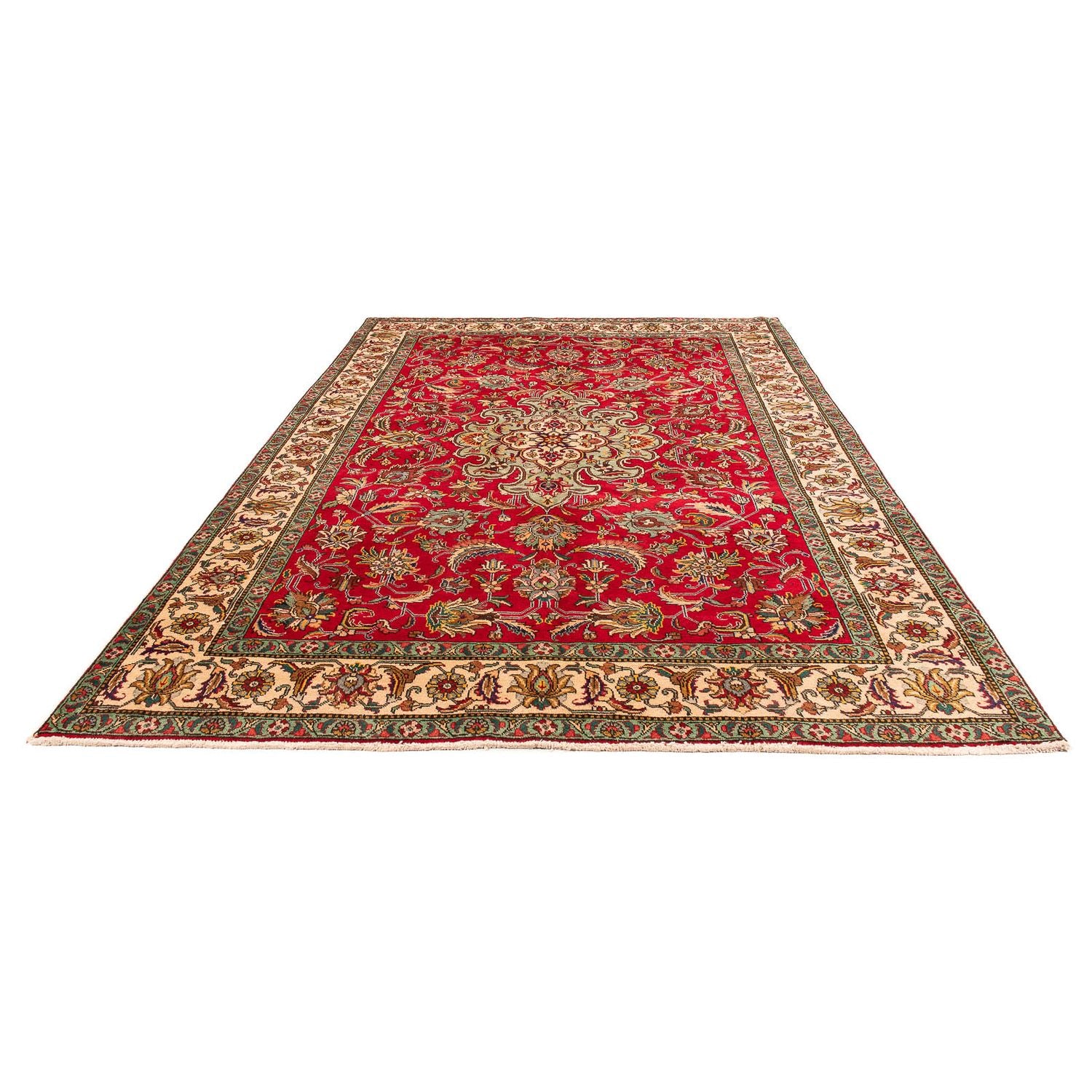 Persisk tæppe - Tabriz - 300 x 203 cm - mørkerød