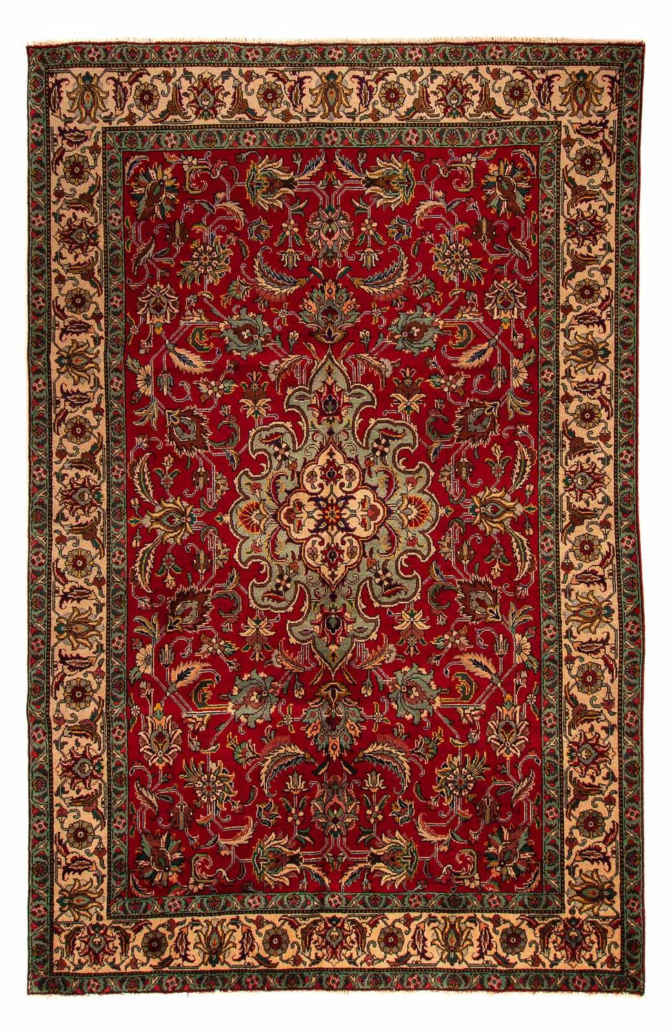 Persisk tæppe - Tabriz - 305 x 200 cm - mørkerød