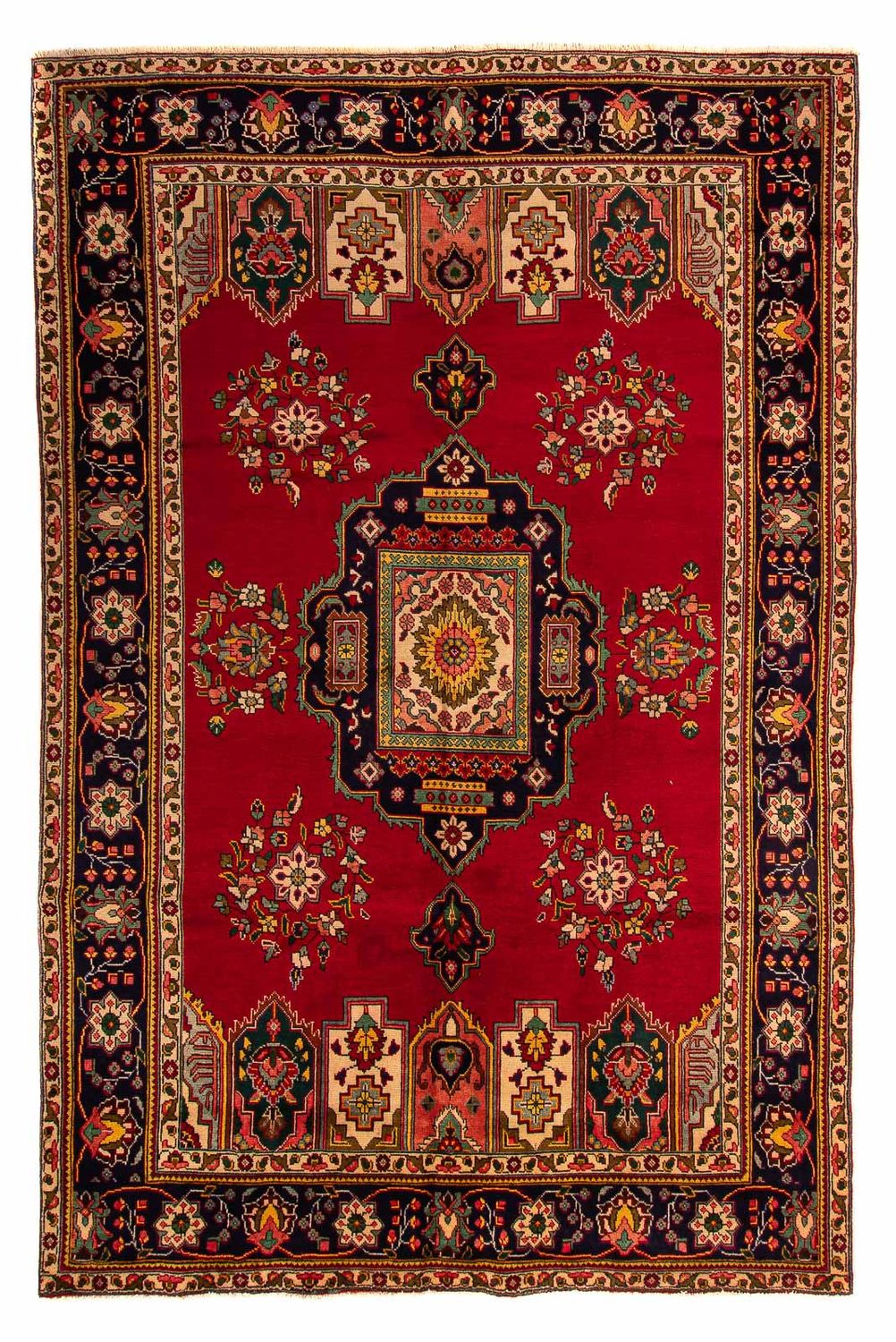 Persisk tæppe - Tabriz - 297 x 197 cm - mørkerød