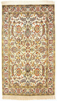 Silketæppe - Kashmir Silk - 127 x 74 cm - beige