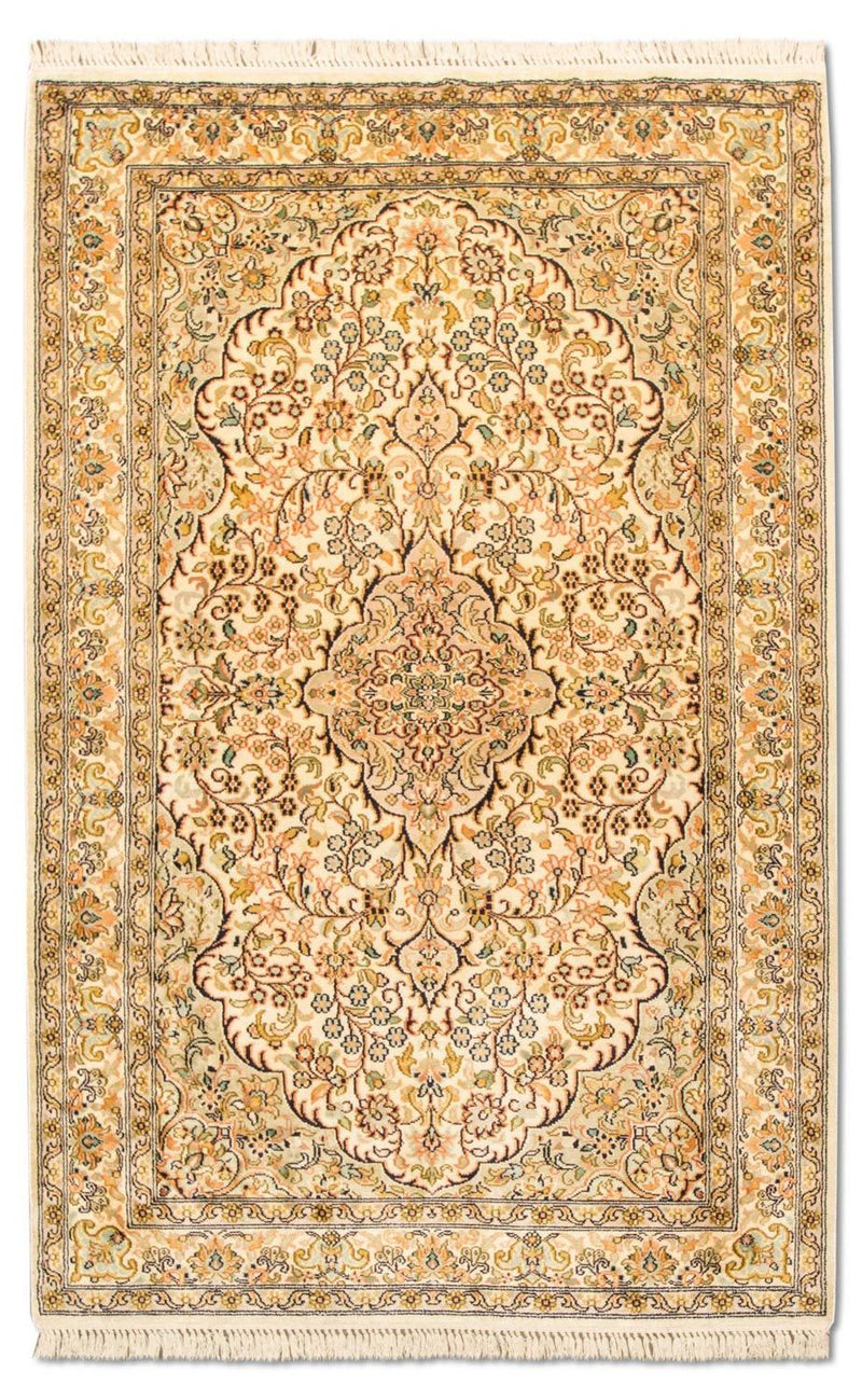 Silketæppe - Kashmir Silk - 153 x 94 cm - beige
