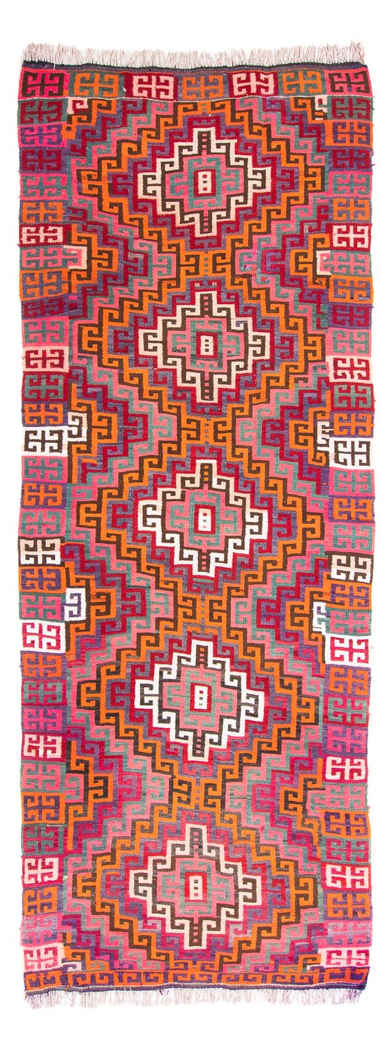 Løber Kelim-tæppe - gammelt - 320 x 135 cm - flerfarvet