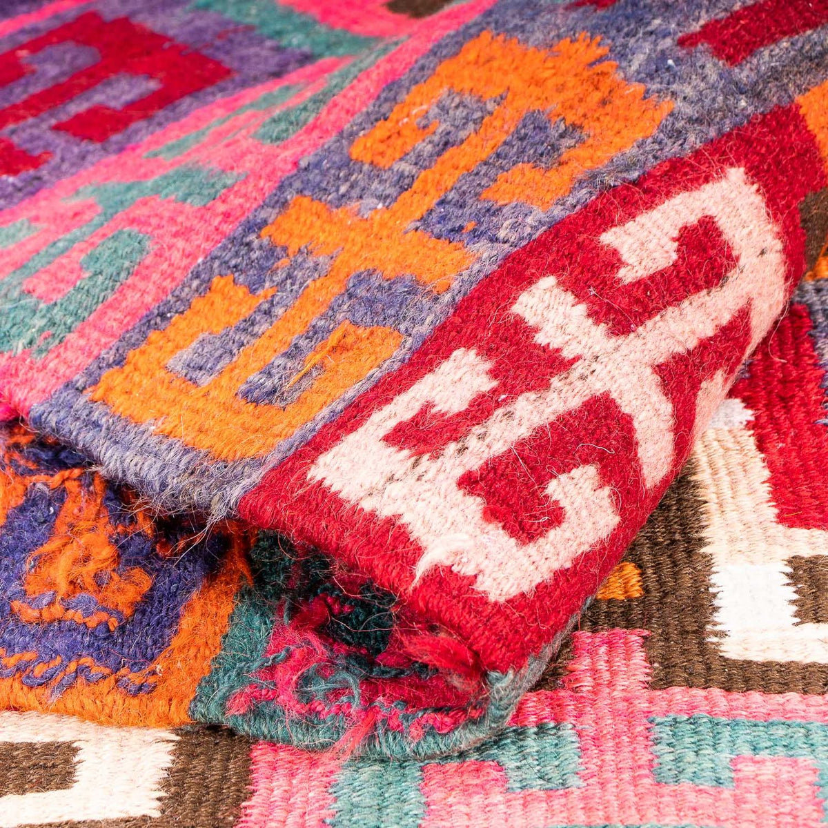 Løber Kelim-tæppe - gammelt - 320 x 135 cm - flerfarvet