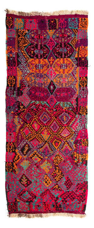 Løber Kelim-tæppe - gammelt - 310 x 137 cm - flerfarvet