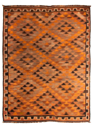 Kelim-tæppe - gammelt - 360 x 275 cm - flerfarvet
