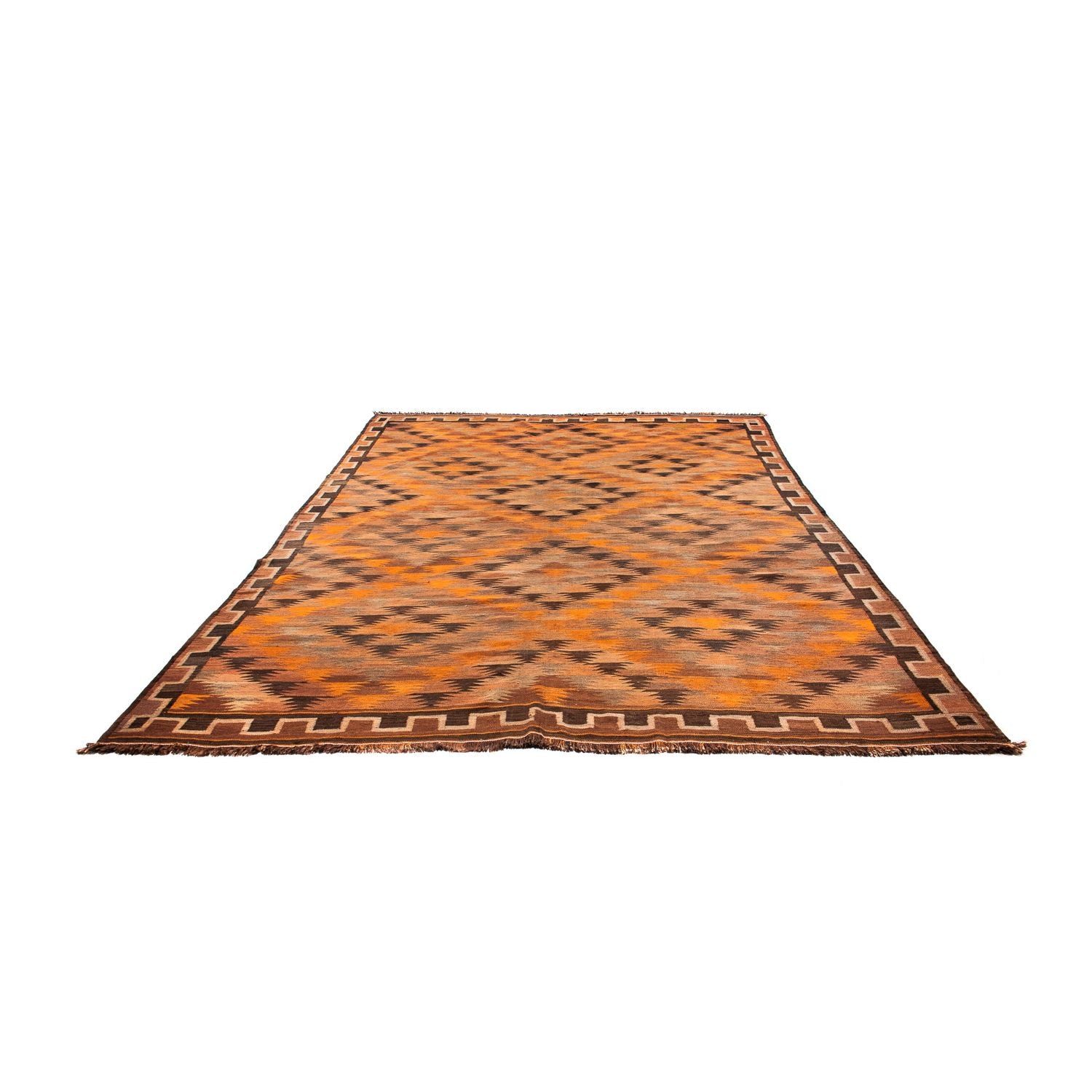 Kelim-tæppe - gammelt - 360 x 275 cm - flerfarvet