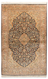 Silketæppe - Kashmir Silk - 153 x 93 cm - mørkeblå