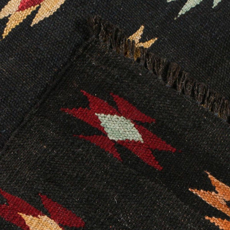 Løber Kelim Carpet - Splash - 195 x 85 cm - sort