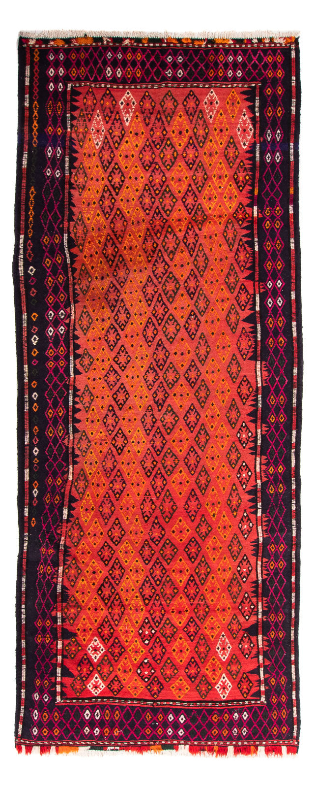 Løber Kelim-tæppe - gammelt - 330 x 135 cm - flerfarvet