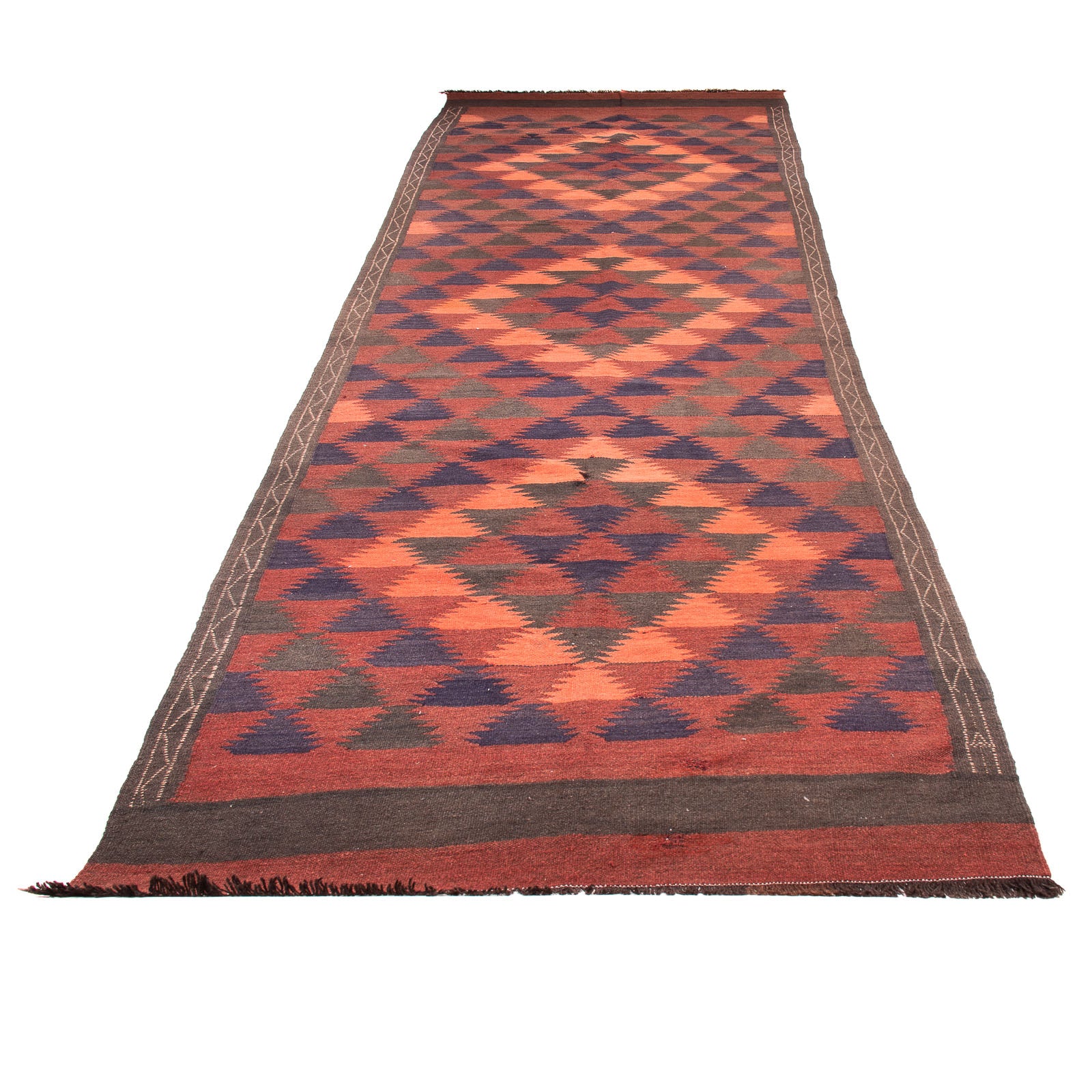 Løber Kelim-tæppe - gammelt - 450 x 130 cm - brun