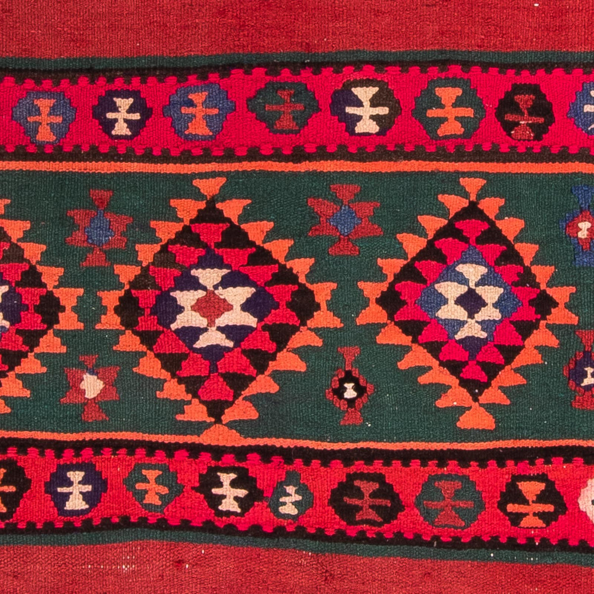 Løber Kelim-tæppe - gammelt - 380 x 135 cm - flerfarvet