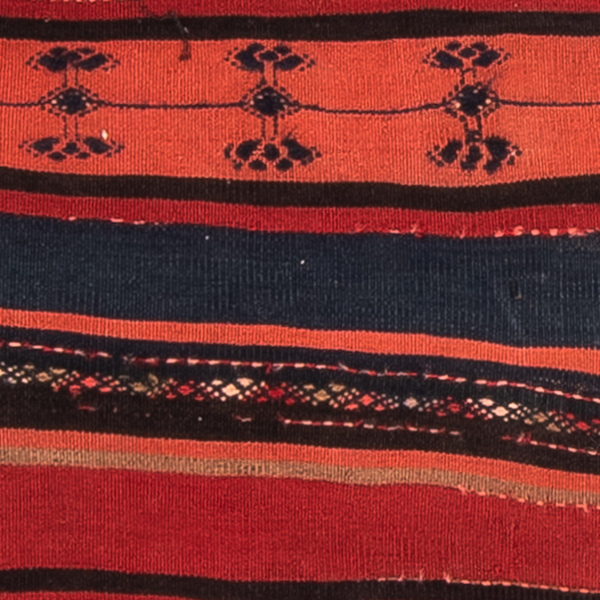 Kelim-tæppe - gammelt - 100 x 90 cm - flerfarvet