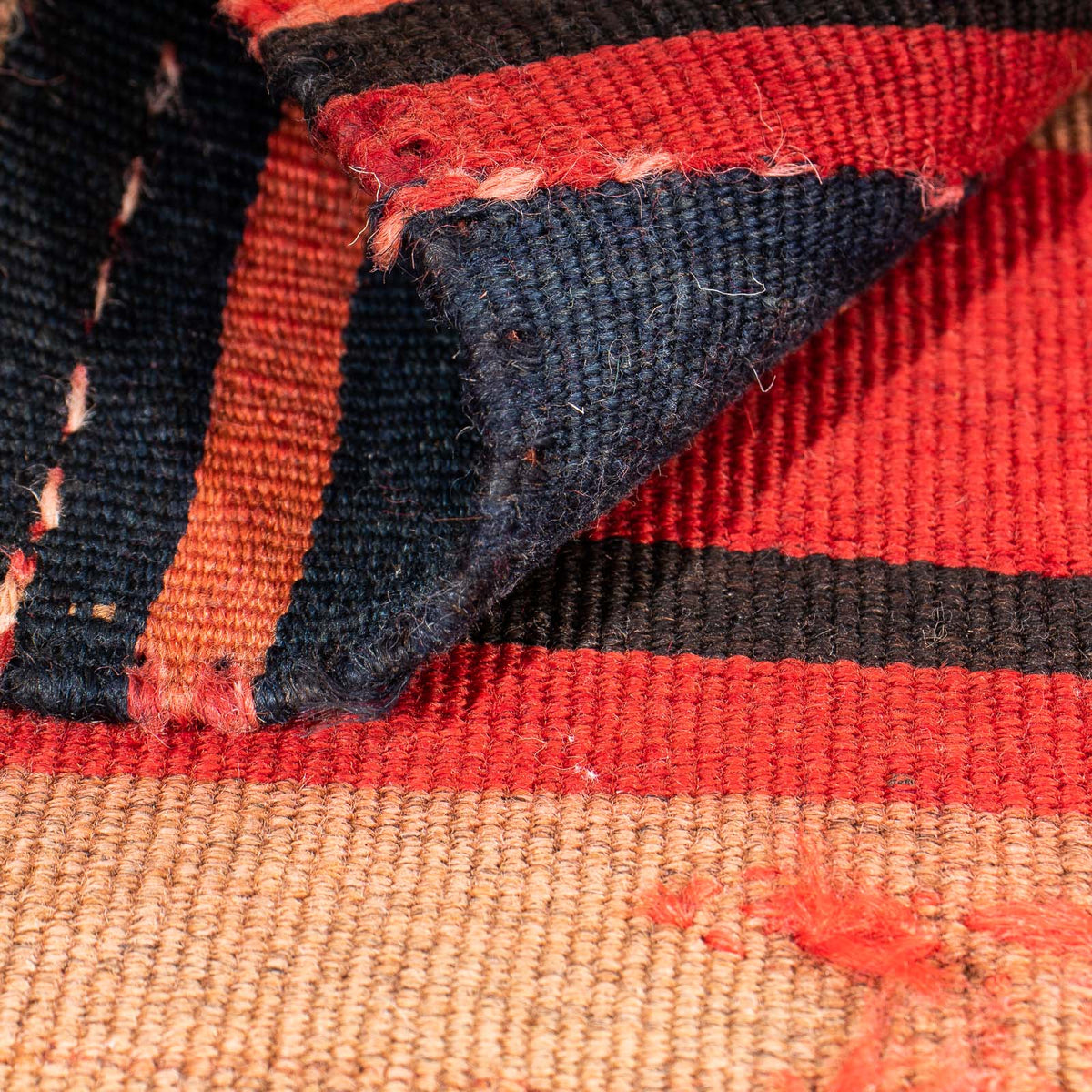 Kelim-tæppe - gammelt - 100 x 90 cm - flerfarvet