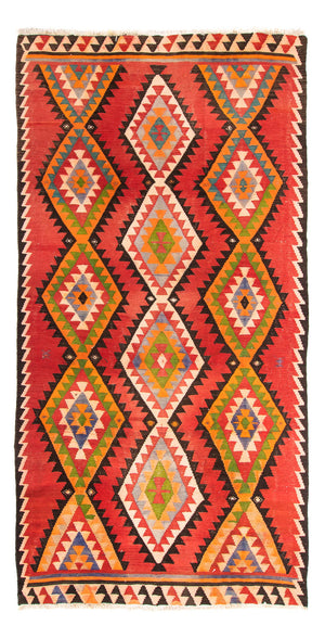 Løber Kelim-tæppe - gammelt - 315 x 150 cm - flerfarvet