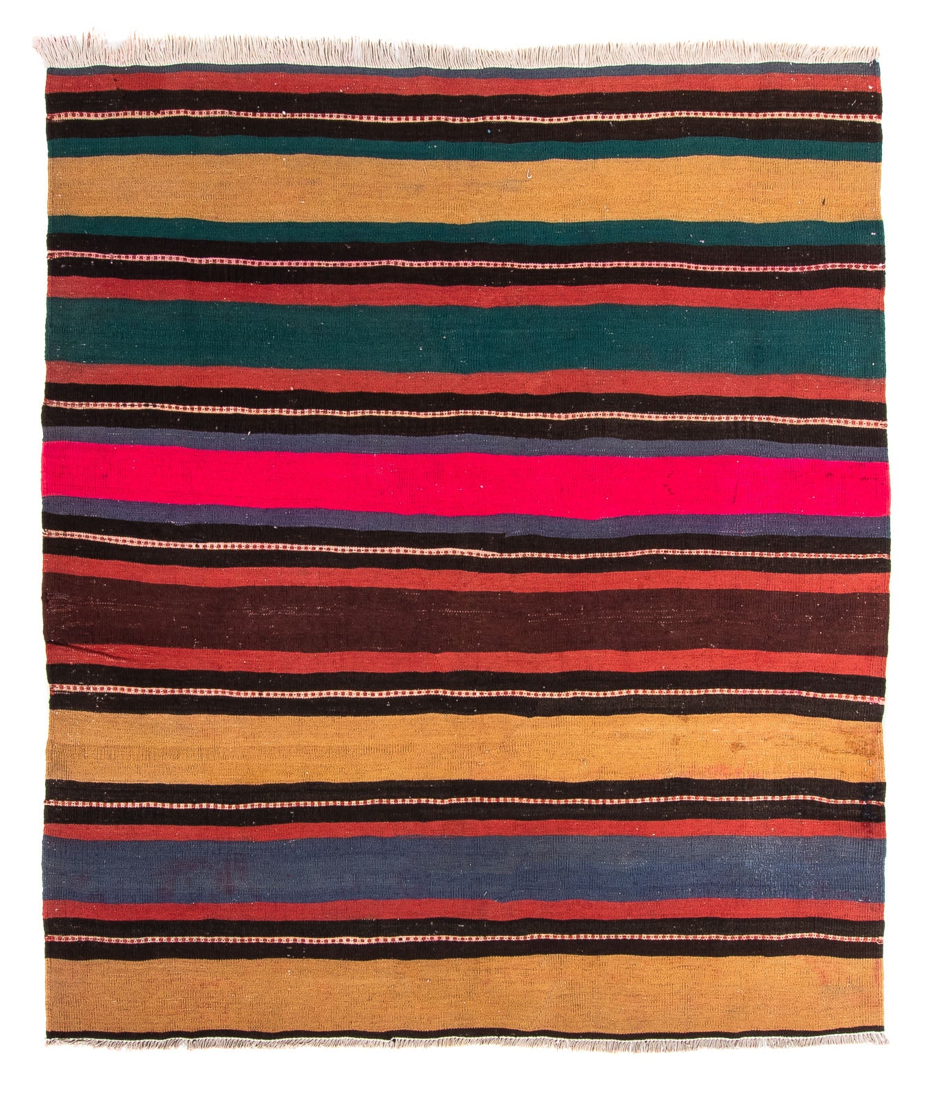 Kelim-tæppe - gammelt - 190 x 175 cm - flerfarvet