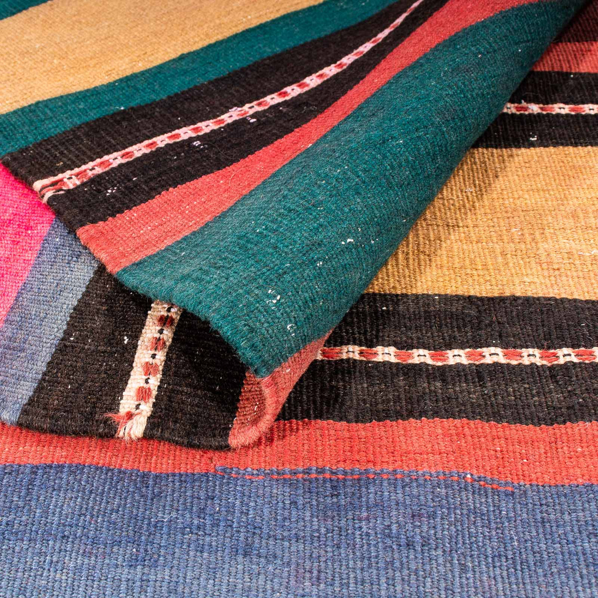 Kelim-tæppe - gammelt - 190 x 175 cm - flerfarvet