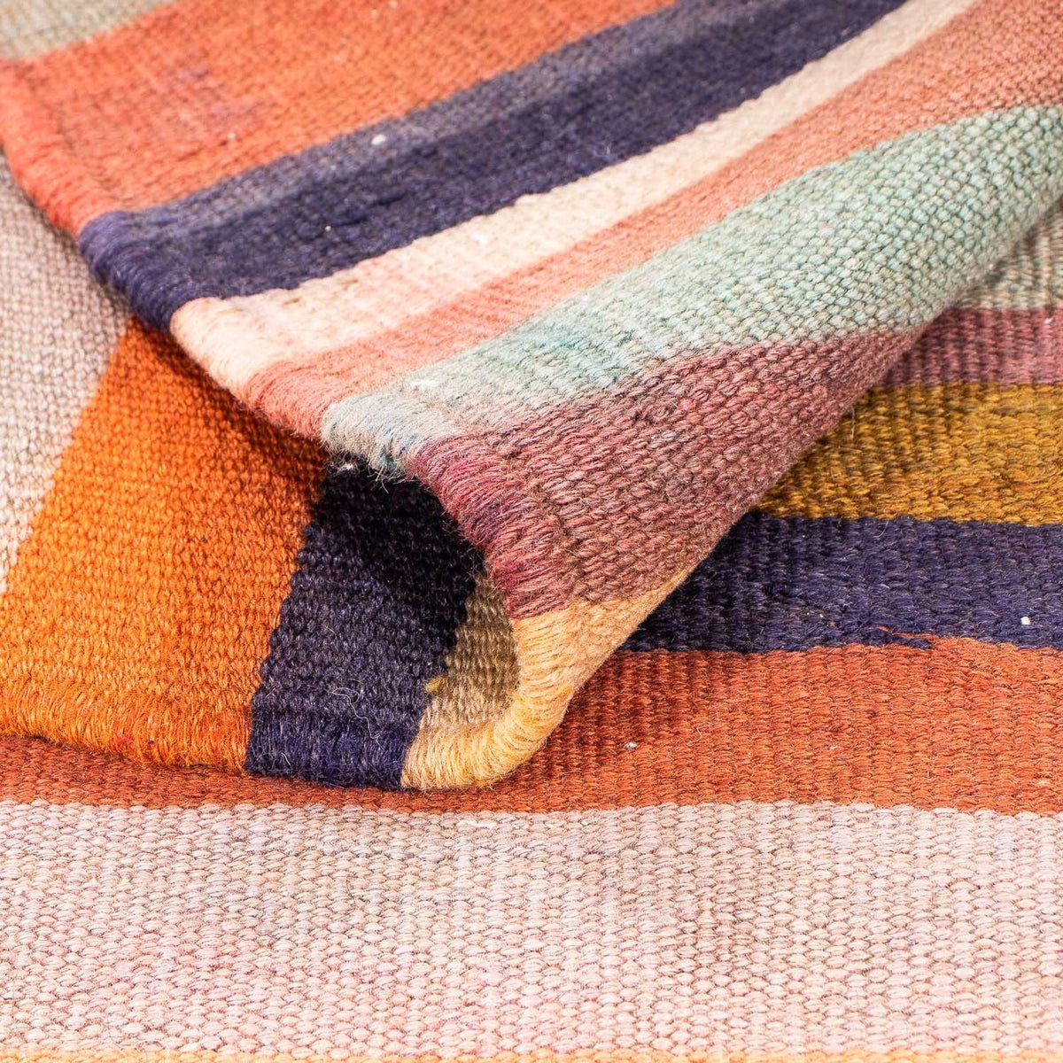 Kelim-tæppe - gammelt - 170 x 140 cm - flerfarvet