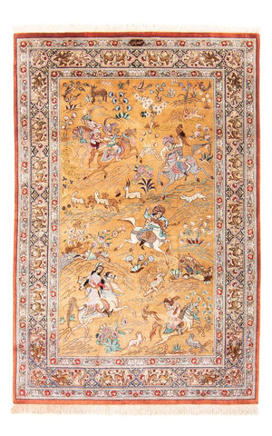 Silketæppe - Ghom Silk - Premium - 156 x 100 cm - guld