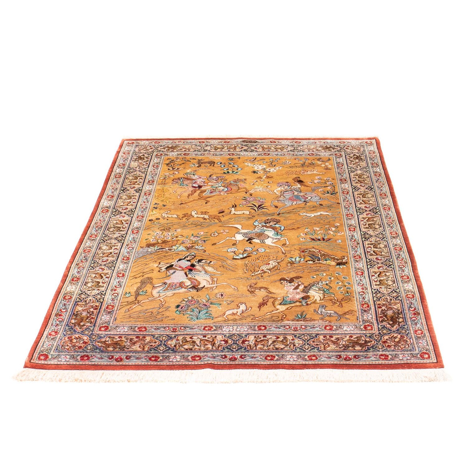 Silketæppe - Ghom Silk - Premium - 156 x 100 cm - guld