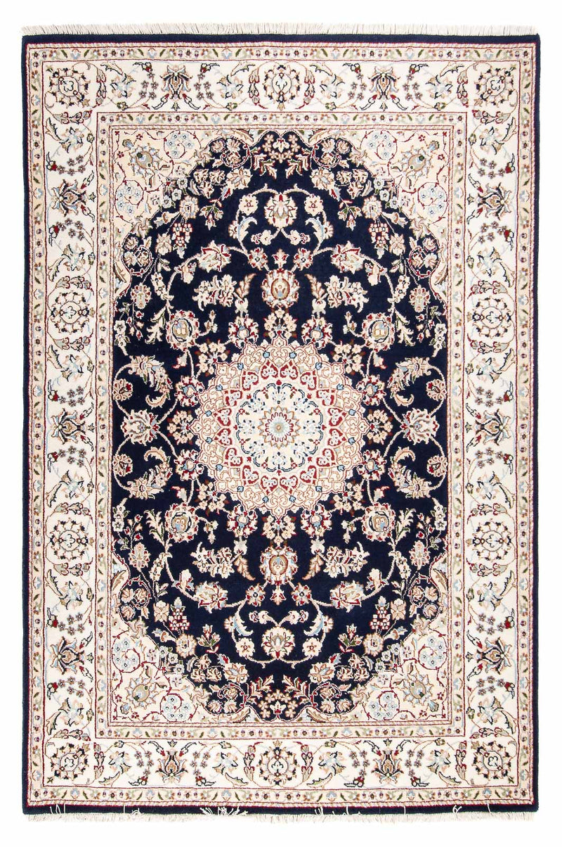 Orientalsk tæppe - Nain - Indus - 196 x 134 cm - mørkeblå