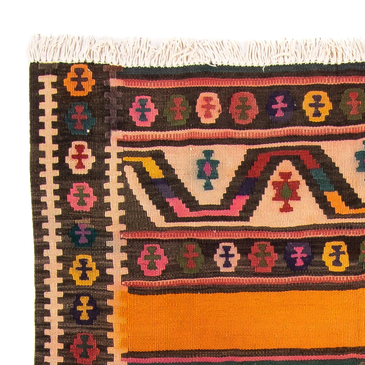 Kelim-tæppe - gammelt - 190 x 130 cm - flerfarvet