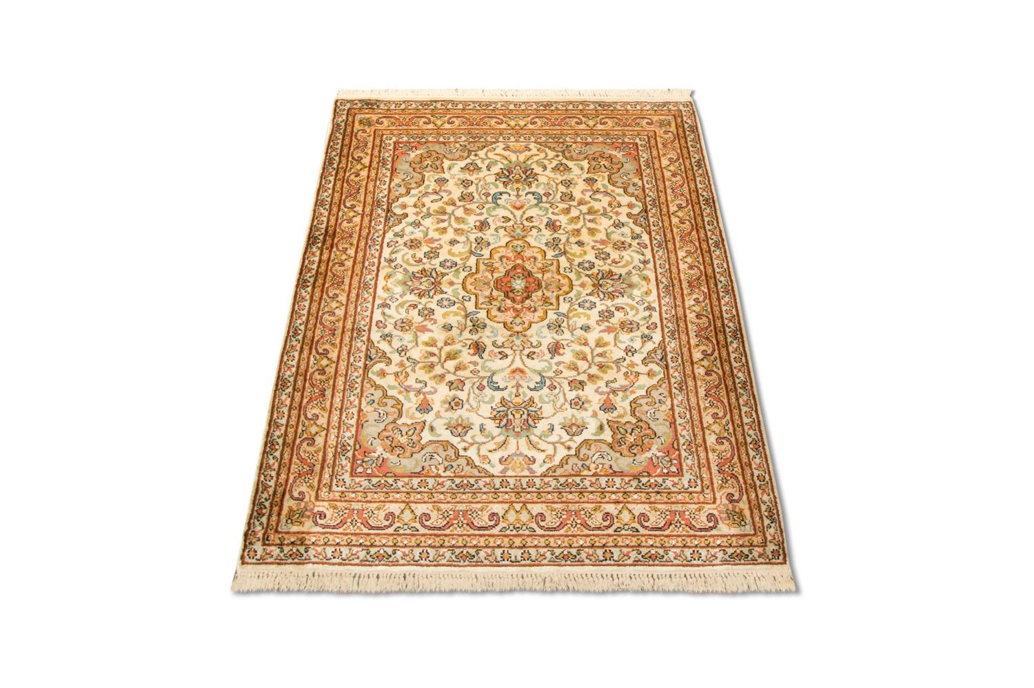 Silketæppe - Kashmir Silk - 123 x 79 cm - beige