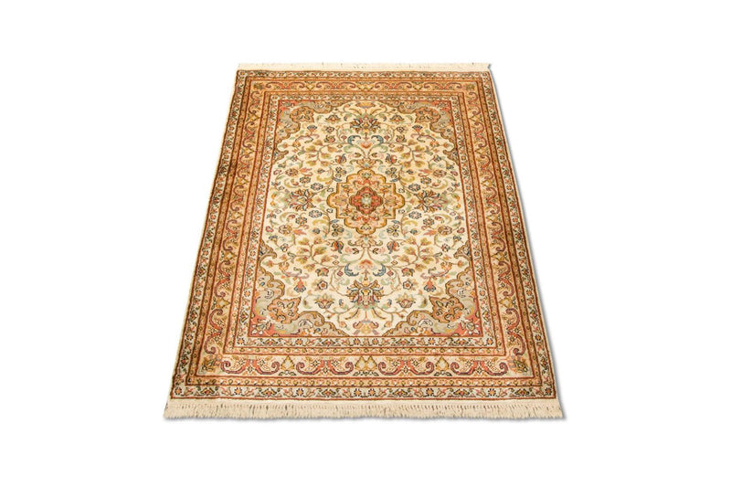 Silketæppe - Kashmir Silk - 123 x 79 cm - beige