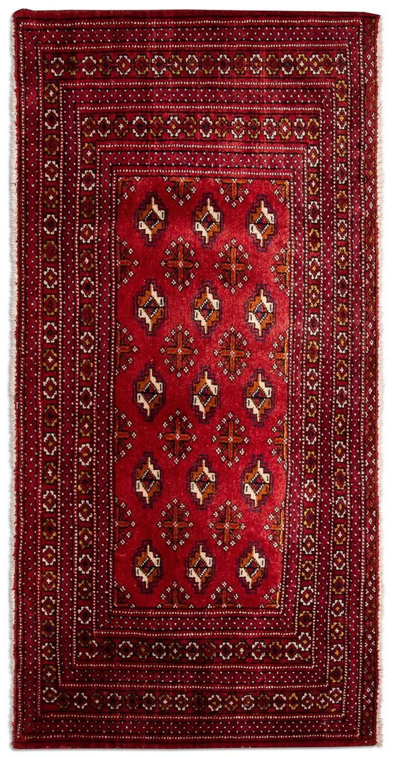 Turkaman-tæppe - 140 x 70 cm - rød