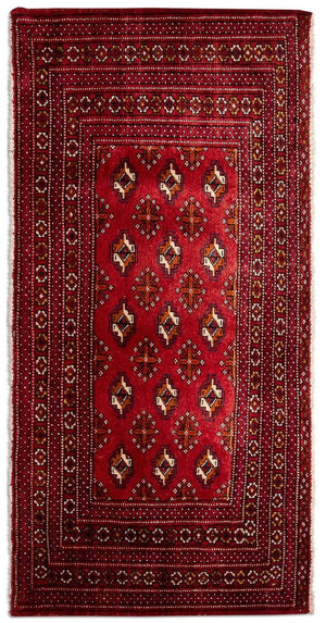 Turkaman-tæppe - 140 x 70 cm - rød