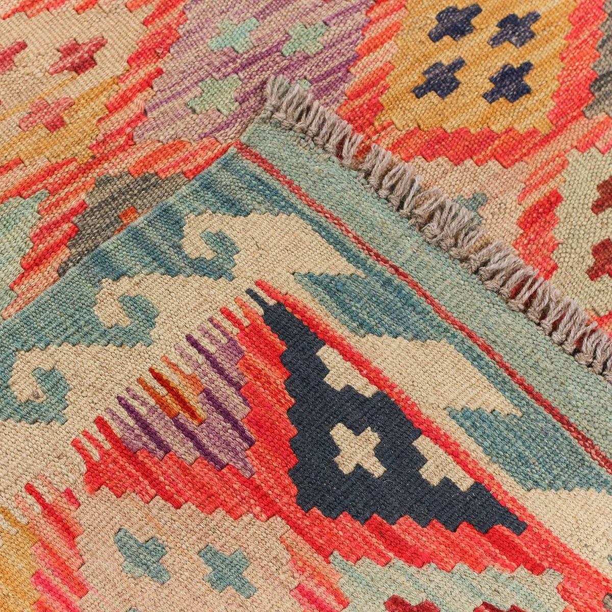 Kelim Carpet - Splash - 197 x 148 cm - flerfarvet