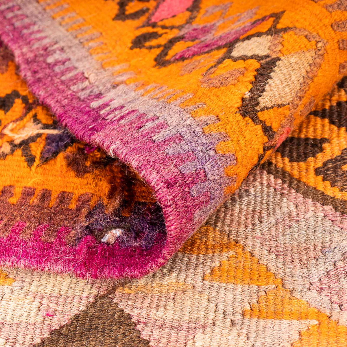 Løber Kelim-tæppe - gammelt - 320 x 155 cm - flerfarvet