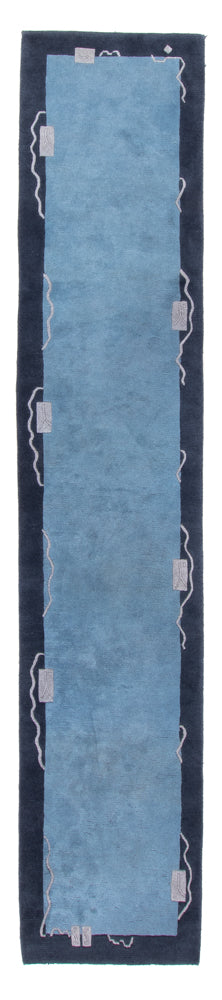 Løber Nepal Tæppe - 337 x 73 cm - blå