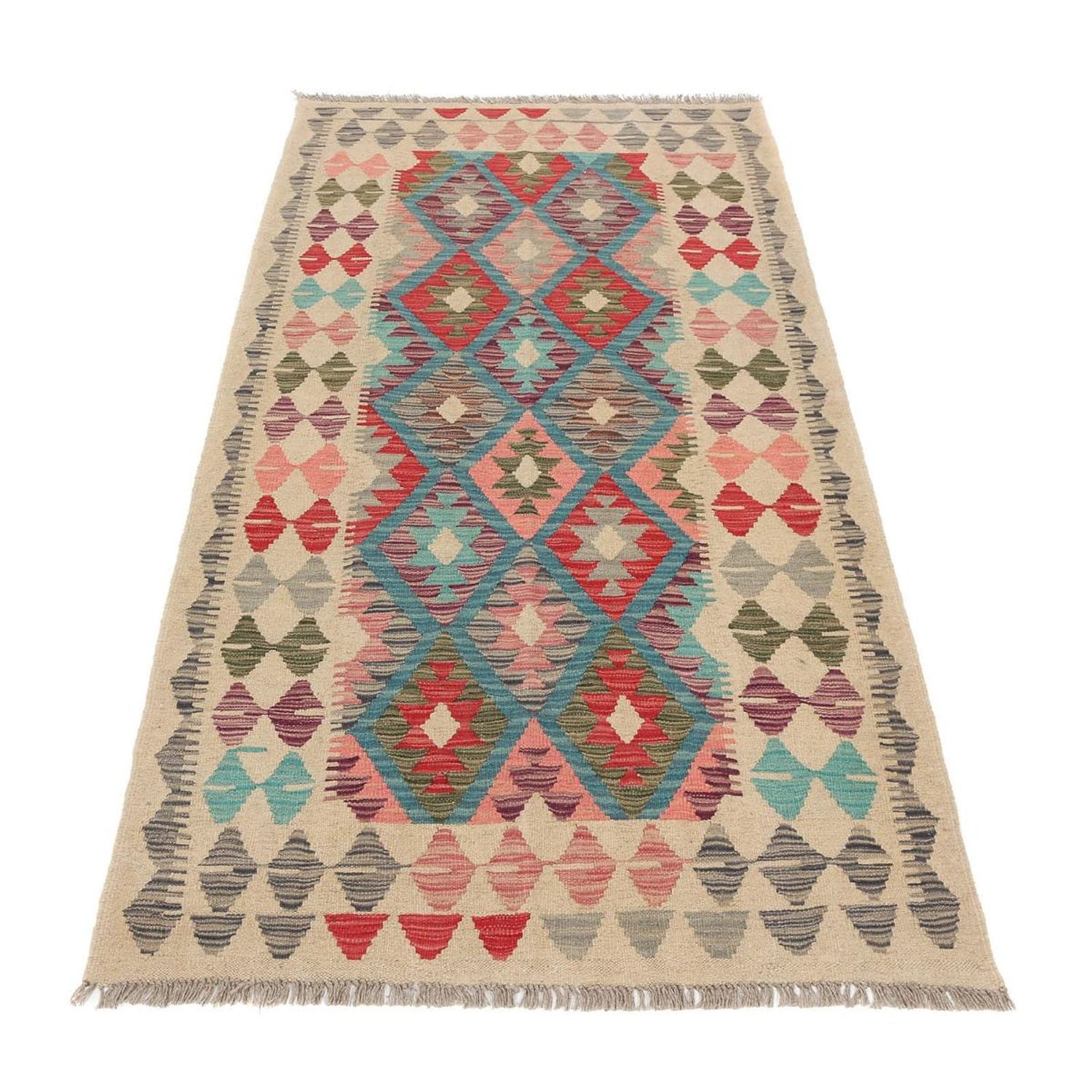Løber Kelim Carpet - Splash - 198 x 110 cm - flerfarvet