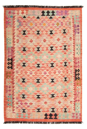 Kelim Carpet - Splash - 177 x 120 cm - lysrød