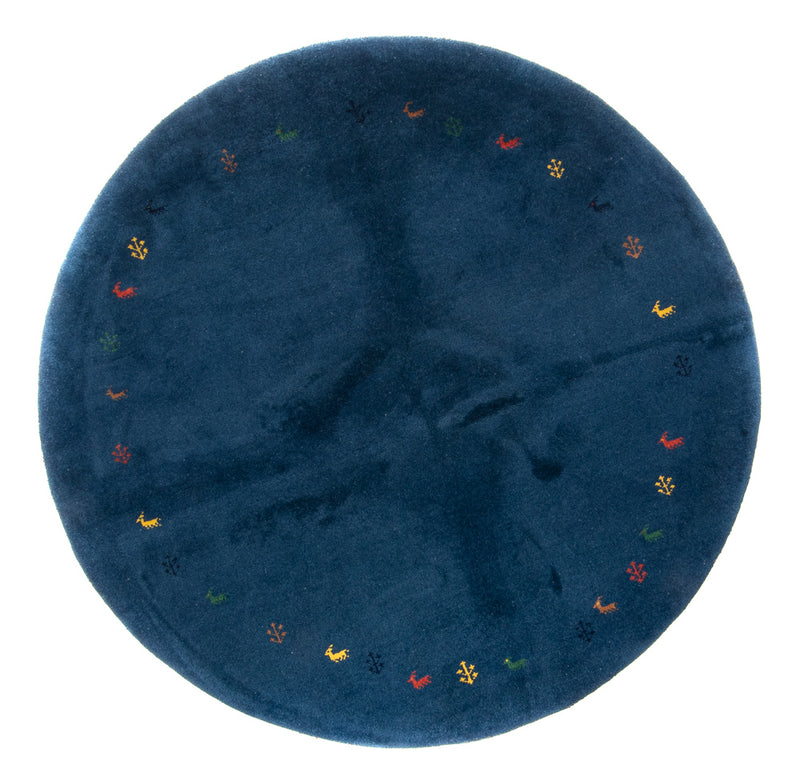 Gabbeh-tæppe - Indus rundt  - 196 x 196 cm - blå