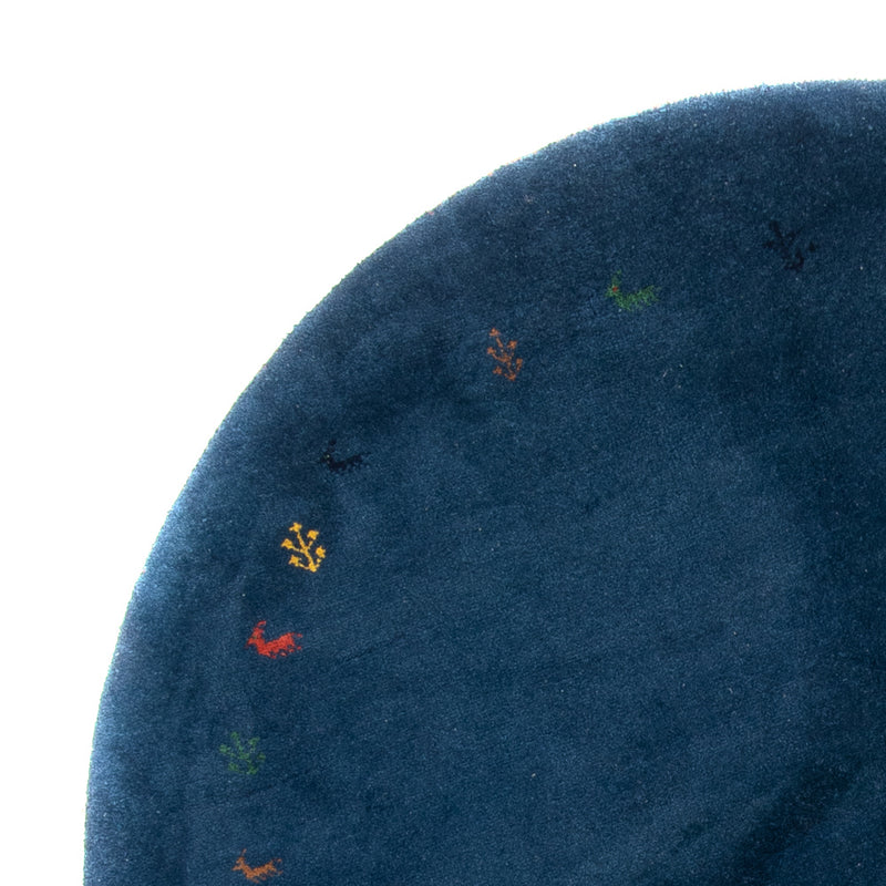 Gabbeh-tæppe - Indus rundt  - 196 x 196 cm - blå