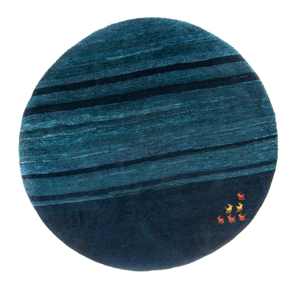 Gabbeh-tæppe - Indus rundt  - 200 x 200 cm - blå
