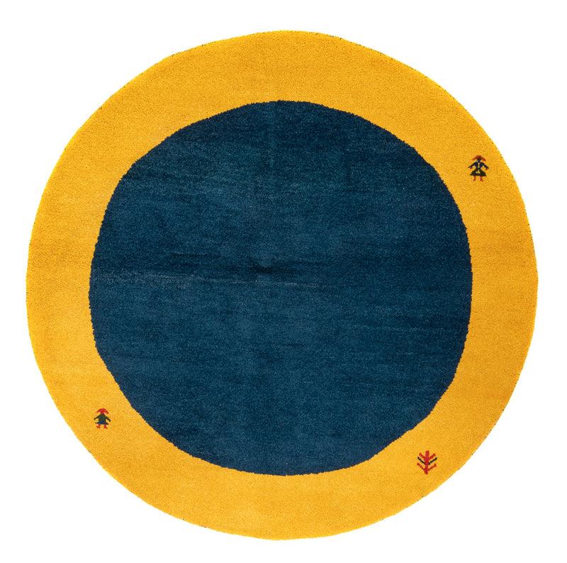 Gabbeh-tæppe - Indus rundt  - 195 x 195 cm - blå