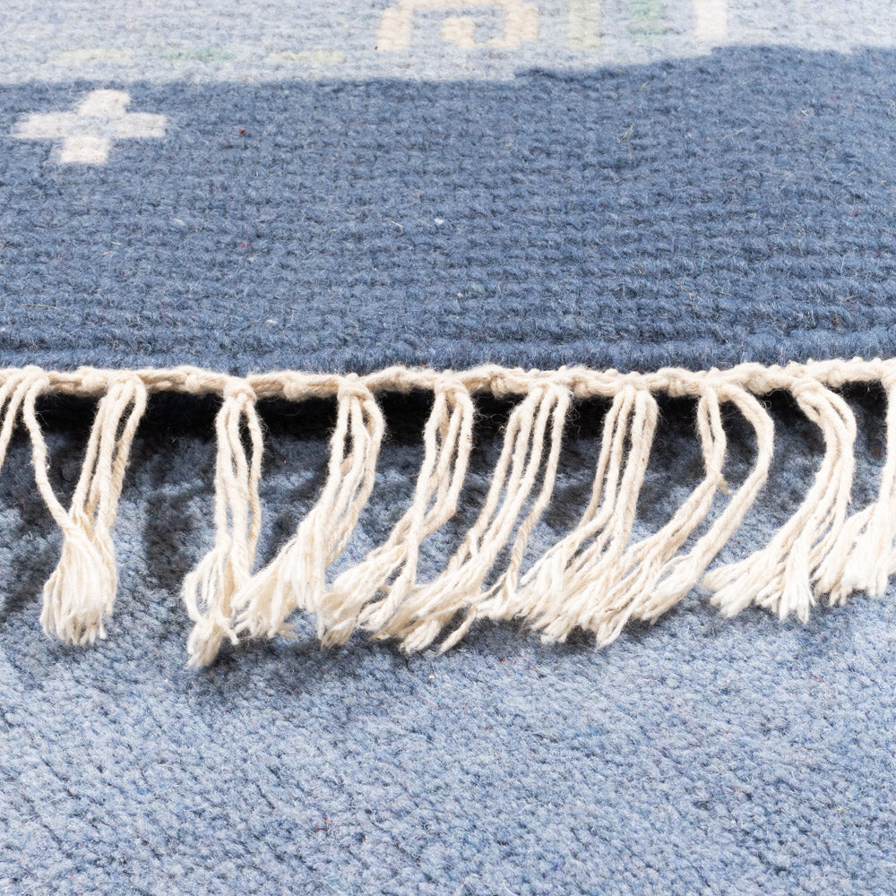 Nepal Tæppe rundt  - 197 x 197 cm - blå