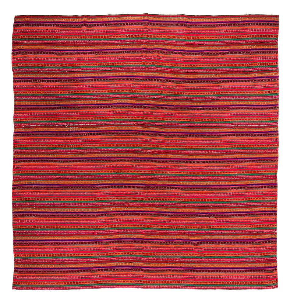 Kelim-tæppe - gammelt firkantet  - 240 x 238 cm - rød