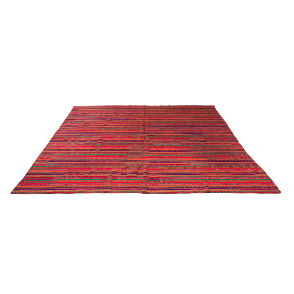 Kelim-tæppe - gammelt firkantet  - 240 x 238 cm - rød