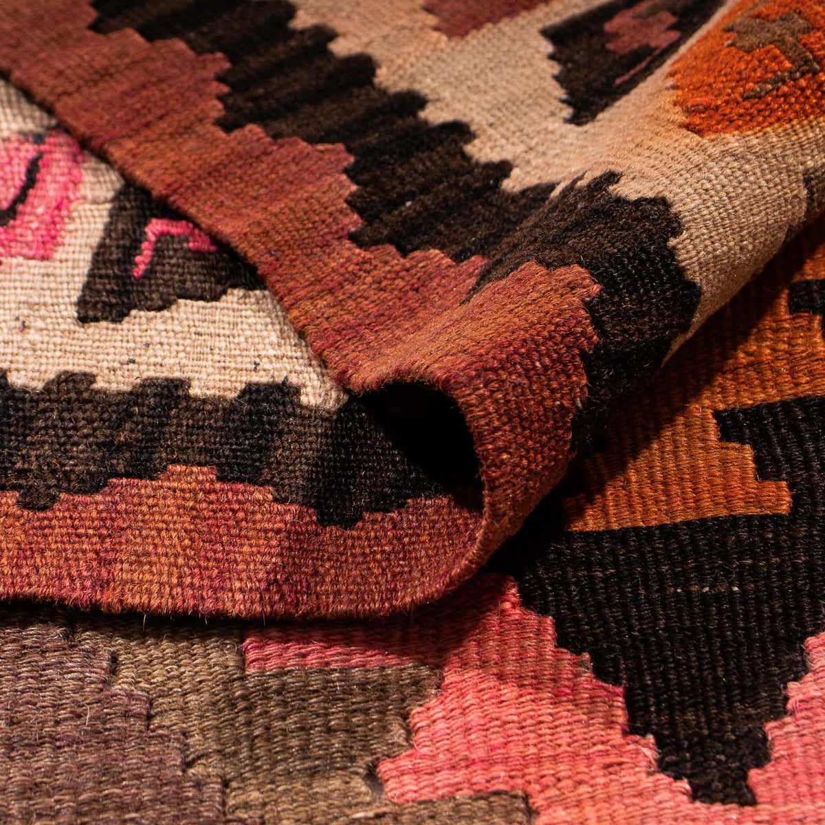 Løber Kelim-tæppe - gammelt - 265 x 135 cm - flerfarvet